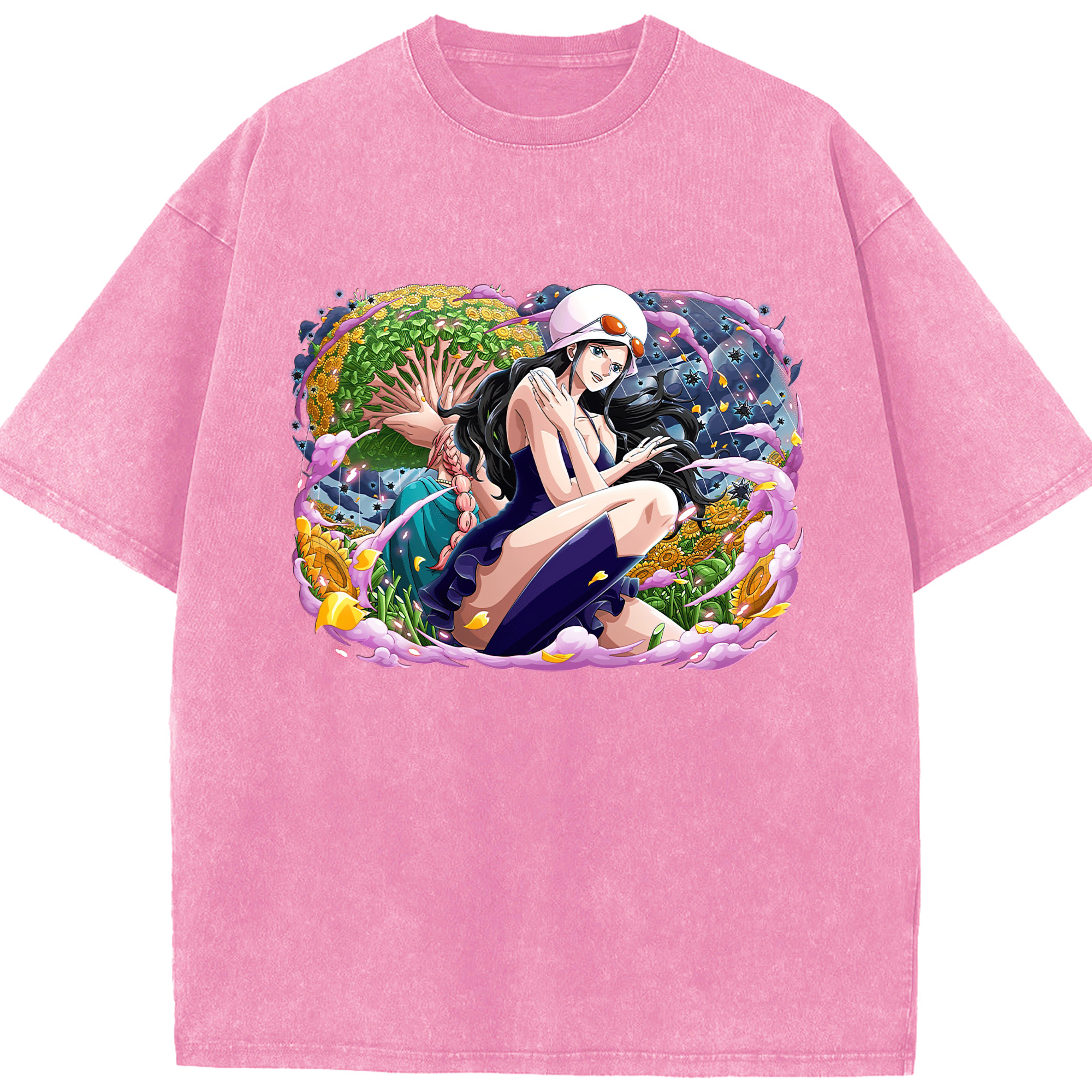 ワンピース ニコ・ロビン ONE PIECE Nico Robin 綿100% ヴィンテージ風 半袖Tシャツ（フロントプリント）
